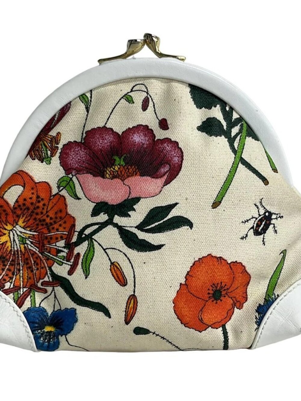GUCCI Flora,Old Gucci - Cream Dark Green Multi Coated Canvas Leather Pouch - Picture 6 of 10